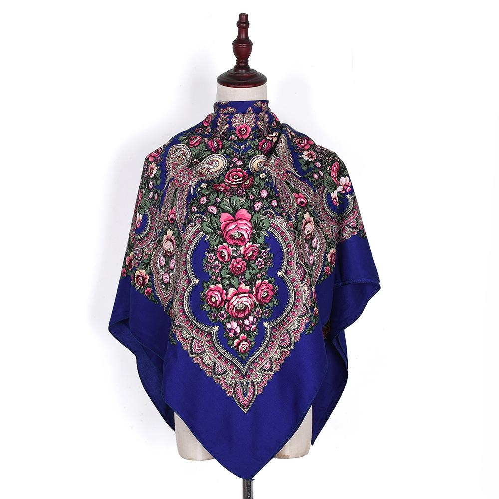 110*110 см русский квадратный шарф женский роскошный цветочный принт бандана шаль