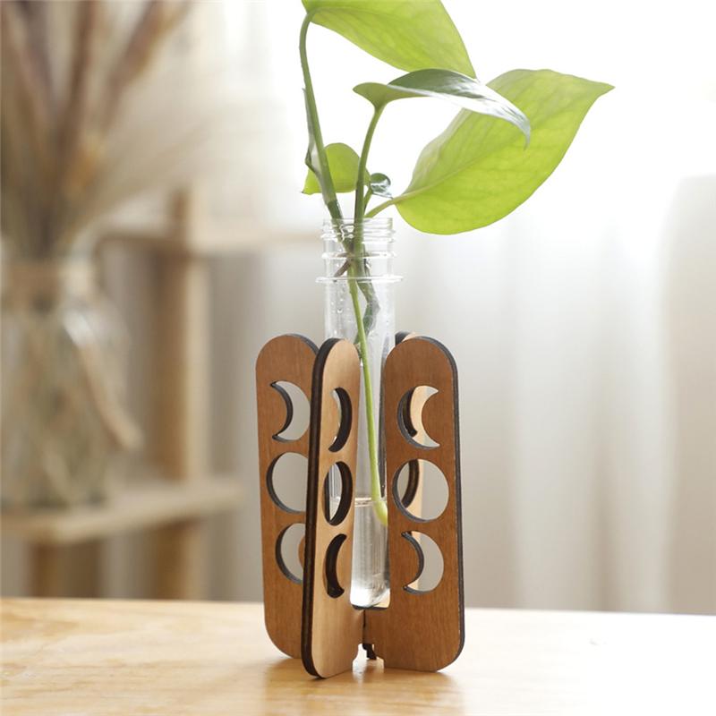 Good-Plant Reproductive Tube Hollow Solid Wood Plant Shelf Wooden Desk Table Home Decoration