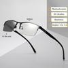 Vintage Half Frame Business Photochromic Myopia Glasses for Male Men's Trendy Anti-blue Eyewear Smart Color Changing Sunglasses