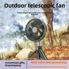 New Portable Camping Fan USB Rechargeable Electric Fan Automatic Head Shaking Folding Ceiling LED Light Tripod Stand Desktop