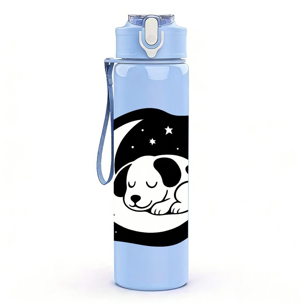 1PC Moon Cat Night Sky Pattern 750ml Color Plastic Sports Water Bottle Leakproof Flip Straw Lid Suitable for Sports Office Home Use