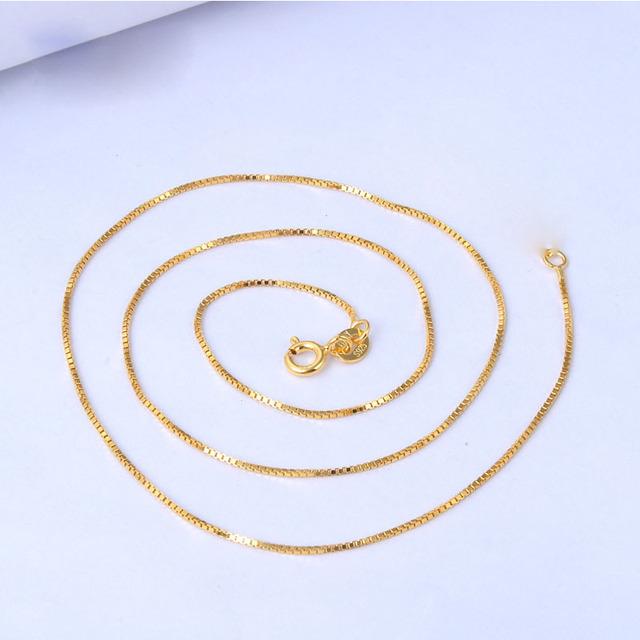 Ожерелья из стерлингового серебра 925 пробы с цепочкой-коробкой для женщин и девочек-подростков, позолоченные розовым золотом S925, ювелирные изделия 0,8 мм оптом