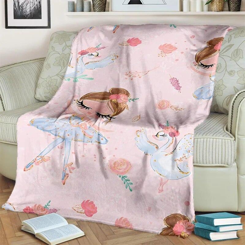 Милое 3D одеяло с изображением балета для девочек, балерины, феи, лебедя, единорога, мультяшное 3D одеяло, мягкое одеяло для дома, спальни, кровати, дивана, пикника, путешествий, детей