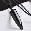 Black Obsidian Natural Stone Pendant Crystal Pillar Necklace Lucky Evil Spirits Transport Jewelry