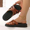 Fashion 2025 Summer New Women's Outdoor Platform Slippers Weave Plus Size Casual Sandals Comfortable Beach Daily Concise Solid Slippers
