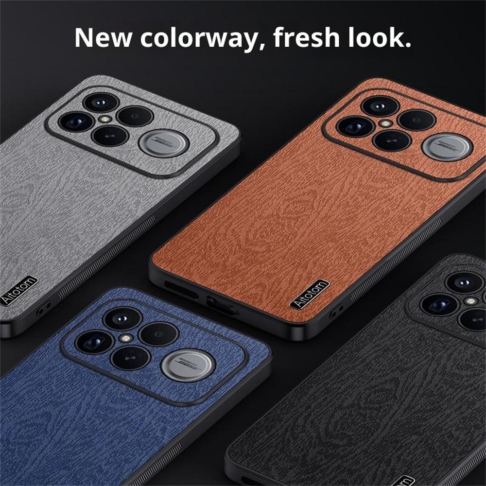 Чехол для Xiaomi Redmi K90 Pro Max 5G/Poco F8 Ultra, Текстура дерева, Покрытие из ПУ кожи, PC TPU, Чехол для телефона