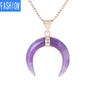 European And American Necklace Crystal Semi Precious Stone Moon Pendant Necklace Electroplated Gold Crescent Moon Necklace For Men And Women