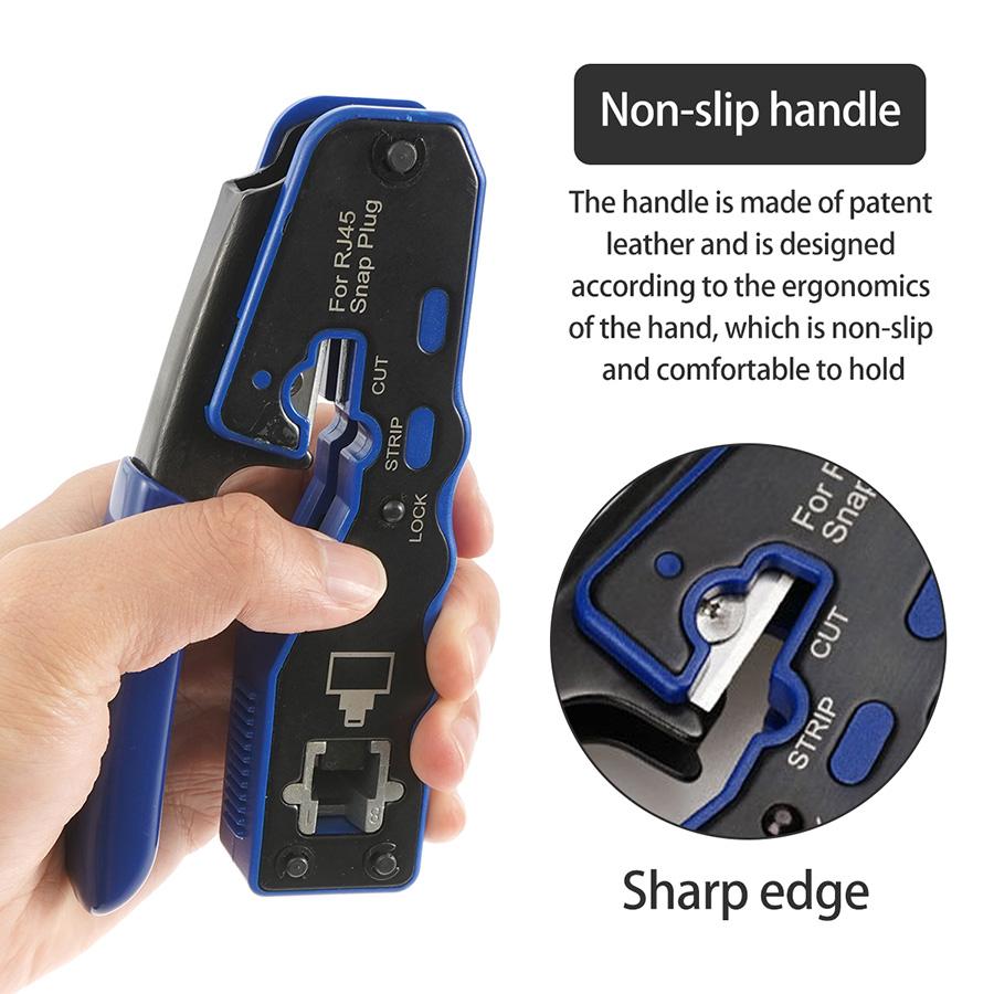 RJ45 Pass Through PRO HD Crimping Tool Crimper Cat 5 5e 6 7 Connector LAN