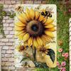Винтажное подсолнечное поле с пчелой, металлическое настенное искусство, деревенский декор для фермерского дома, жестяной знак