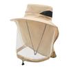 Outdoor Hat with Removable Mosquito Mesh Shawl Design Wide Brim UV Protection Climbing Hat Waterproof Fabric Foldable Hat
