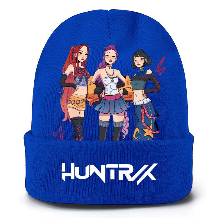 Kids Boys Girls Demon Hunters Rumi Zoey Mira Derpy Printed Knitted Hat Thread Velvet Cap Autumn Winter Warm Knitted Hat