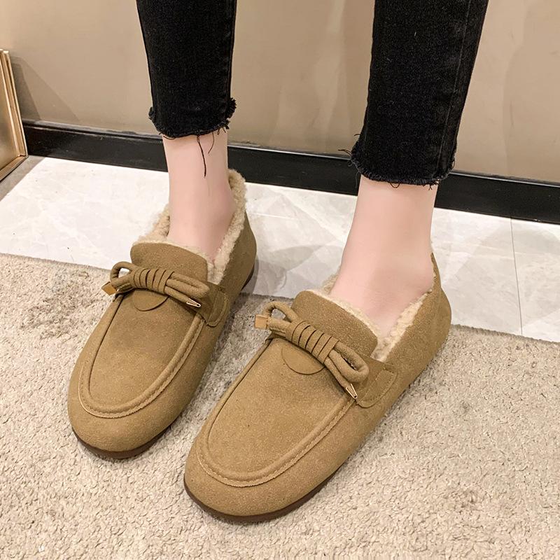 Ботинки Velvet Doudou женские осенне-зимние, наступающие на дерьмо, ощущение повседневности, круглая голова, чтобы согреться, одна педаль, удобная мягкая подошва, хлопковая обувь