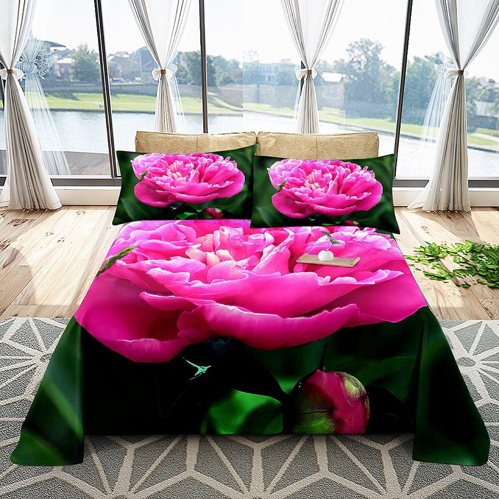 Flower Sliced Soft Universal Digital High-end Print Four Seasons Bedroom Bed Linen Single Set with Pillow Cover