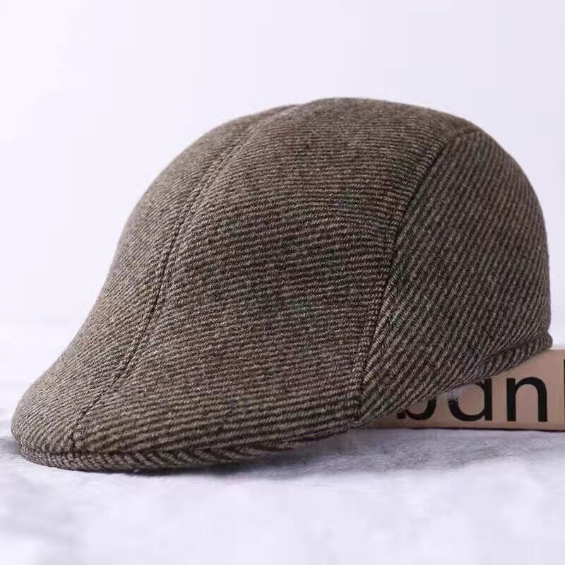 Middle-Aged And Elderly Woolen Baseball Cap Men'S Winter Casual Thickened Warm Cotton Hat Outdoor Riding Cap