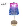 Rechargeable Bedside Lamp with Type-c Touch Control Metal Cordless Table Lamp, 3-Color Dimmable Night Light Faux Crystal Shade, Adjustable Brightness