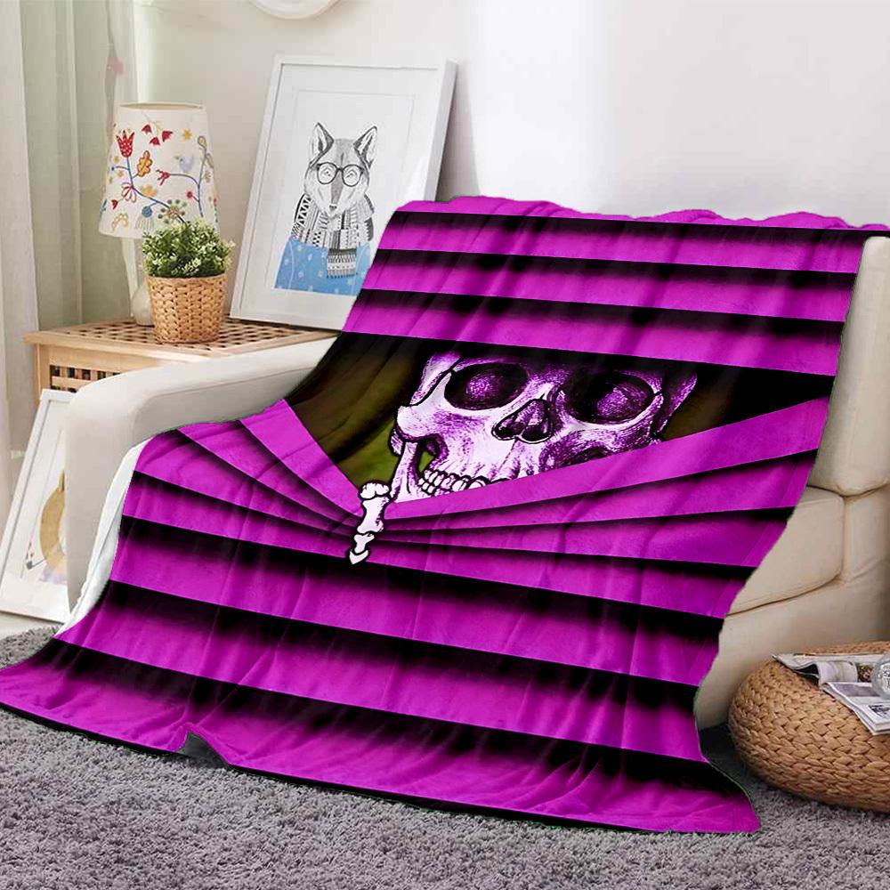 1pc Skull, Bone Blanket, Lightweight Flannel Throw For Sofa, Bed, Travel, Camping, Livingroom, Office, Couch, Chair