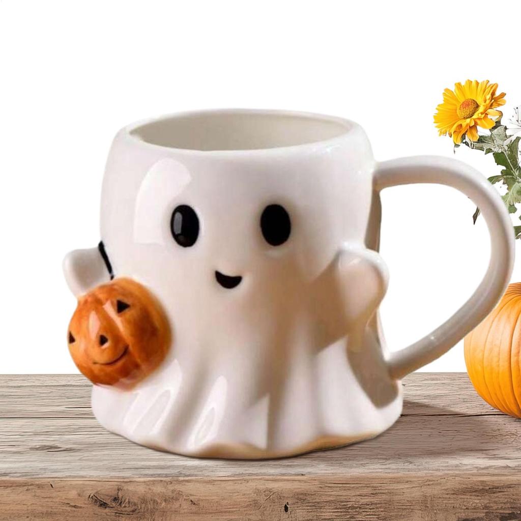 Милые Хэллоуинские Тыквы Призраки Керамические Кружки Керамический Стакан для Напитков с Ручкой Хэллоуин Забавные Белые Призраки Кофейная Кружка