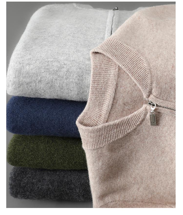 Мужской кардиган с воротником-стойкой из 100% шерсти - Толстый зимний жакет из кашемировой вязки