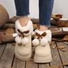 Fashion Soft Thick Bottom Furry Snow Boots Women 2025 Winter Chunky Platform Fluffy Fur Ankle Boots Cute Plush Ball Bowknot Cotton Shoes