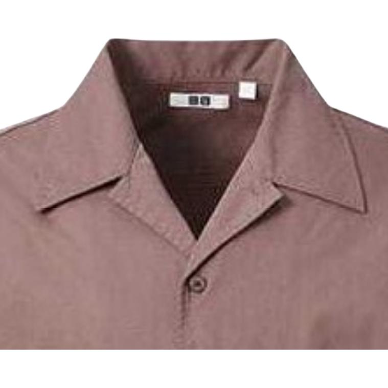 Uniqlo SS24 Серия U Однотонная Рубашка на Пуговицах с Длинным Рукавом Мужские рубашки Коричневый 464936-36