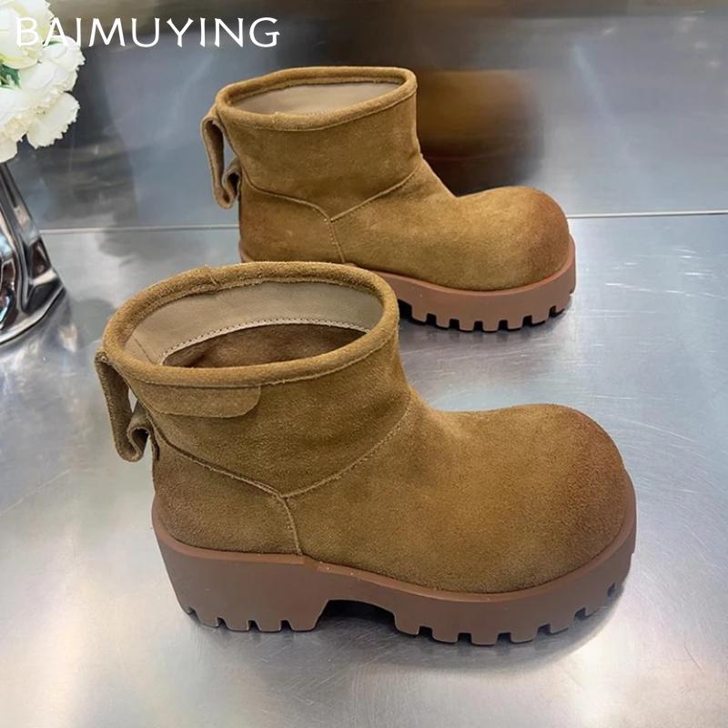 Леопардовые зимние ботильоны женские на платформе замшевые теплые туфли женские 2025 тренд зимние брендовые короткие плюшевые мотоциклетные ботинки Botas De Mujer