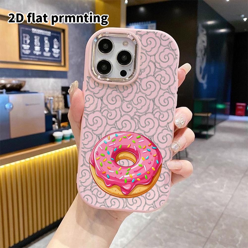 Чехол для телефона: 2D плоский дизайн, подходящий для защитного чехла iPhone 18 17 16 15 14 13 Pro, стиль для пары, пончики, рождественские и хэллоуинские подарки