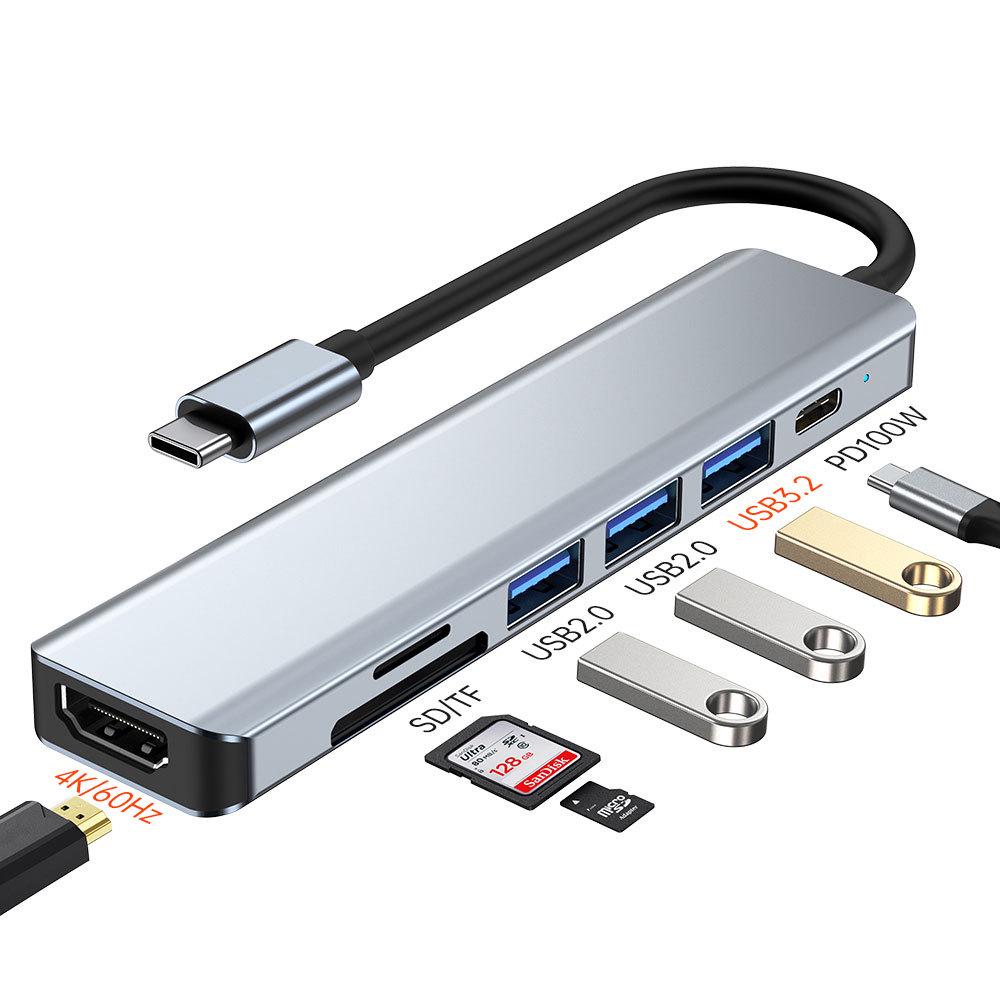 USB 3.2 Хаб-Док-станция с питанием Type-C и отключением экрана одной кнопкой, поддерживает 4K60Hz