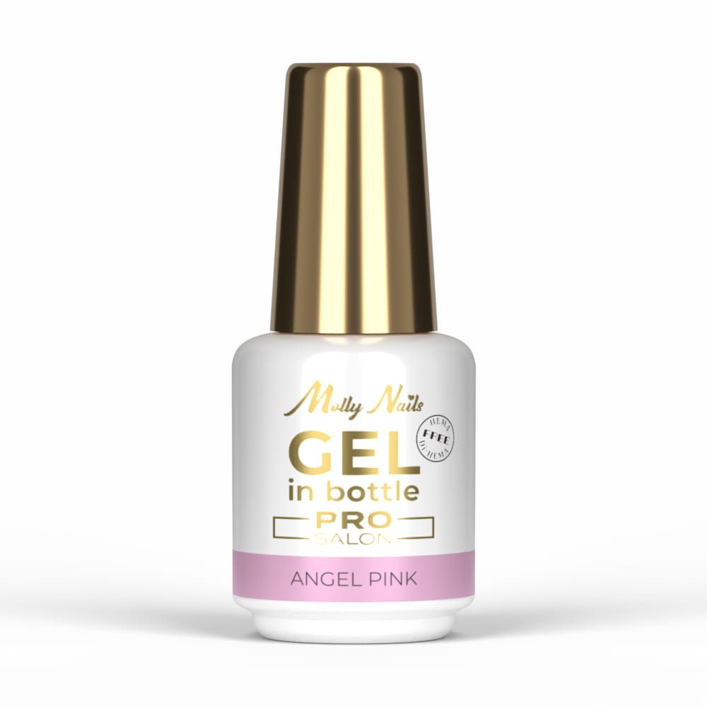 Molly Nails Pro Salon Angel Pink HEMA/Di-HEMA Free Gel in Bottle with Brush 15g