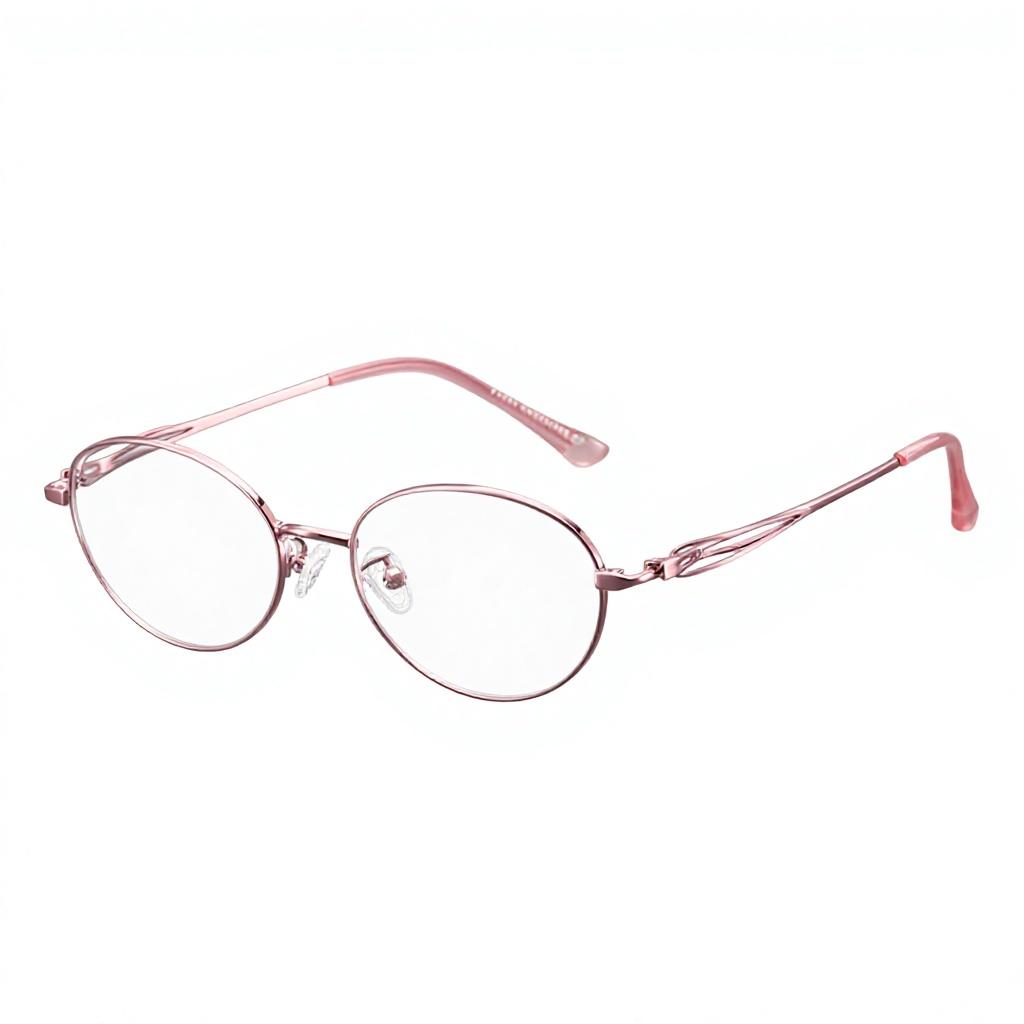 New Women Metallic Myopia Glasses High-fashion Ultra-light Full Frame Oval Design UV400 Protection Blue-light-blocking Natural