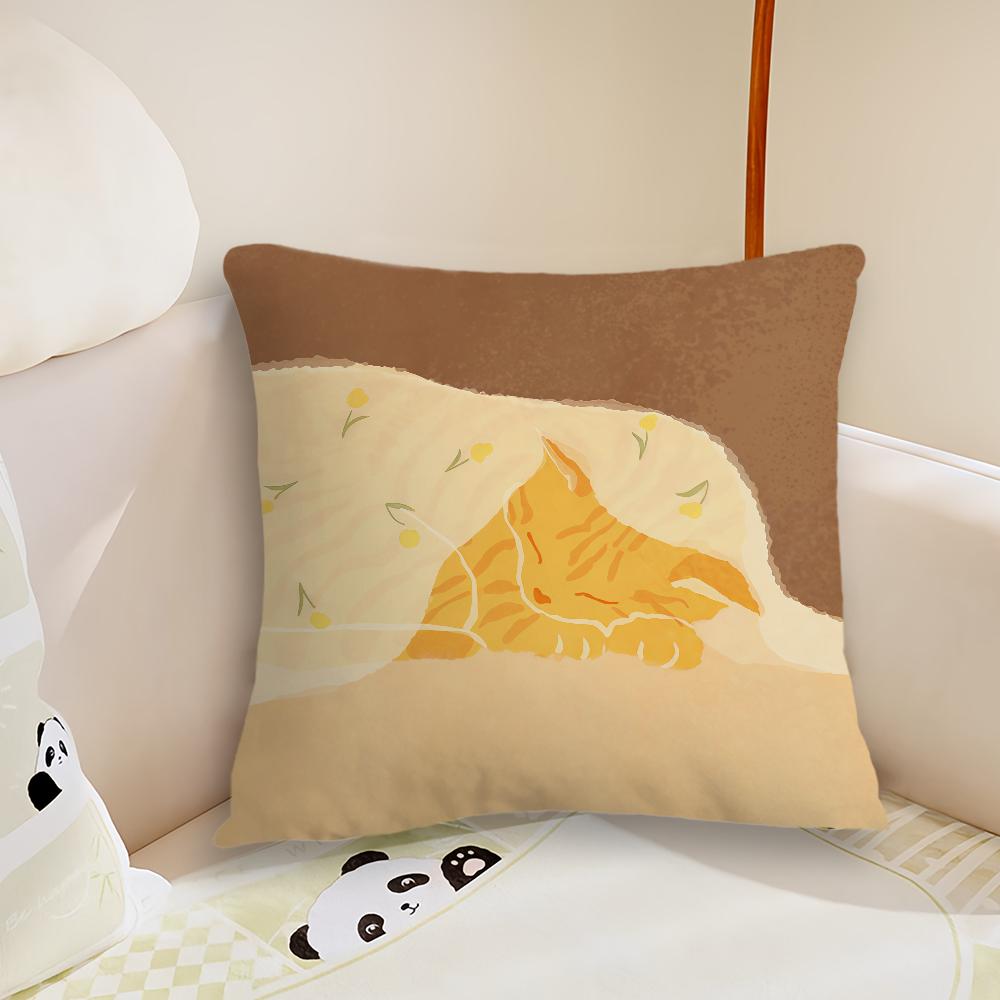 Cute Cartoon Cat Art cushion cover Plush Fabric Soft Double Sided Print Sofa Cushion Cover Throw Pillow Covers