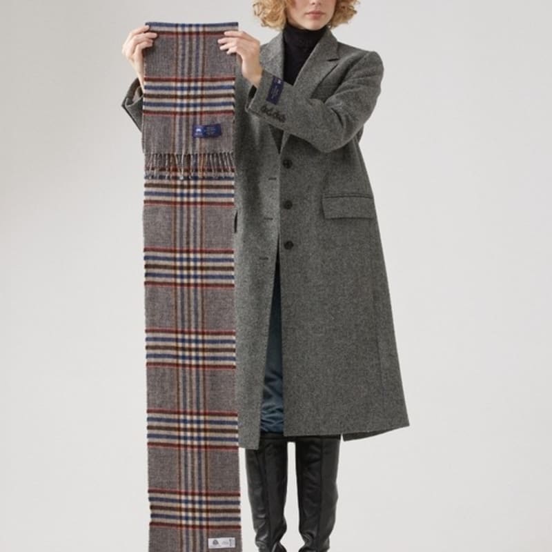 ABRAHAM MOON Шарф из мериносовой шерсти 25 см - Харрисон Красно-коричневый