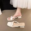 2025 лето новые шлепанцы женские летние для улицы модные повседневные темпераментные на толстом каблуке крутые шлепанцы