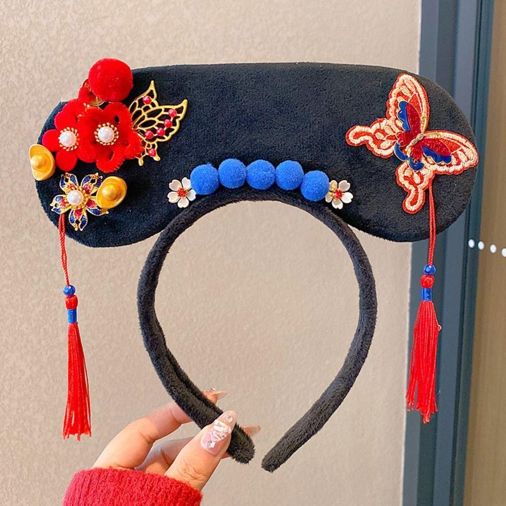 Цветок Китайский Стиль Головной Убор Бархатный Бант Головной Убор Ханфу Древний Стиль Повязка на Голову Гэгэ Женский