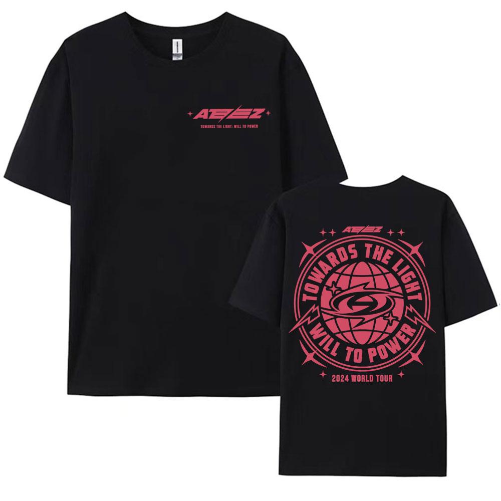 2025 Ateez World Tour Towards The Light Will To Power T Shirt Men Women Korean Fashion High Quality Casual 100 Cotton Tshirts