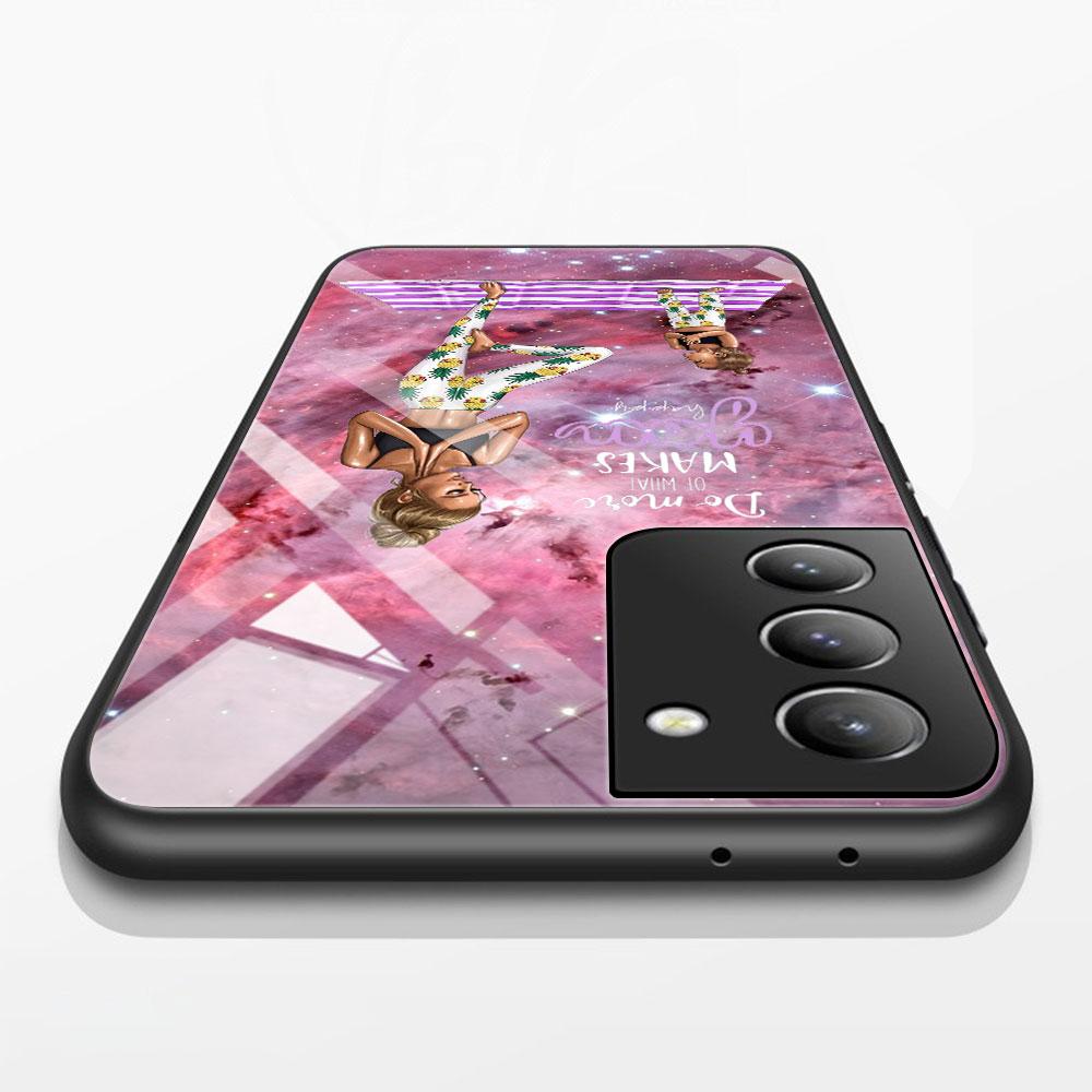 Чехол из закаленного стекла для девочек, супер мам, женщин, для Samsung Galaxy S21 S20 FE Note 20 Ultra 10 Lite 9 S10 S9 Plus S10e