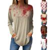 Women's Loose Round Neck  Print Long Sleeve T-Shirt Top Pullover