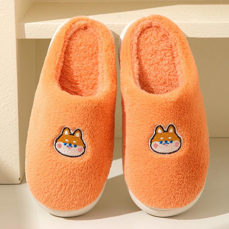 Home Home Fashion Warm Bag Head Plush Slippers Women'S Winter Couple Cartoon Personality Non-Slip Cotton Slippers