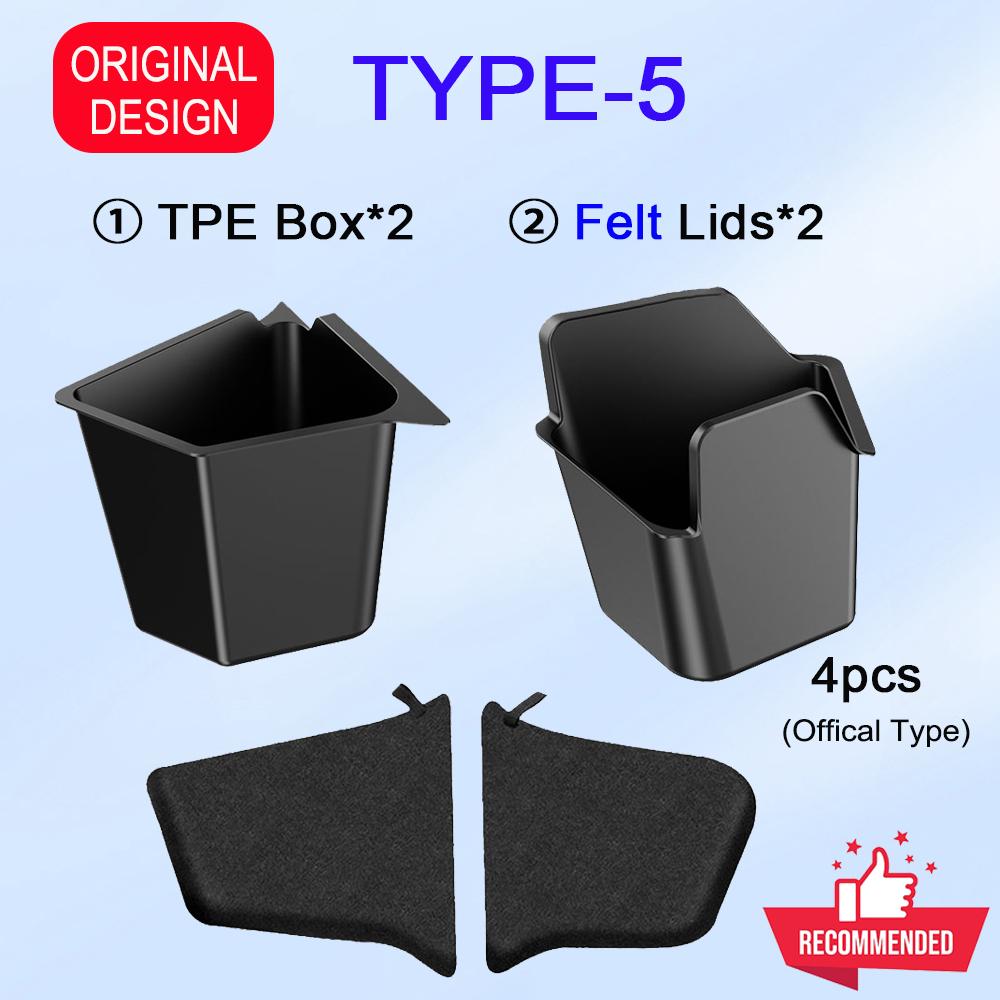 For Tesla Model Y Juniper 2025 Rear Trunk Side Storage Box Cargo Organizer TPE Bin Box Flocking Mat Partition Board Accessories