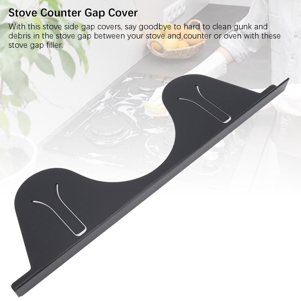 2 пары крышек для зазоров плиты из нержавеющей стали, наполнитель для зазоров плиты, комплект накладок для плиты, защита от зазоров плиты, термостойкая, регулируемая длина 35-70 см, черная
