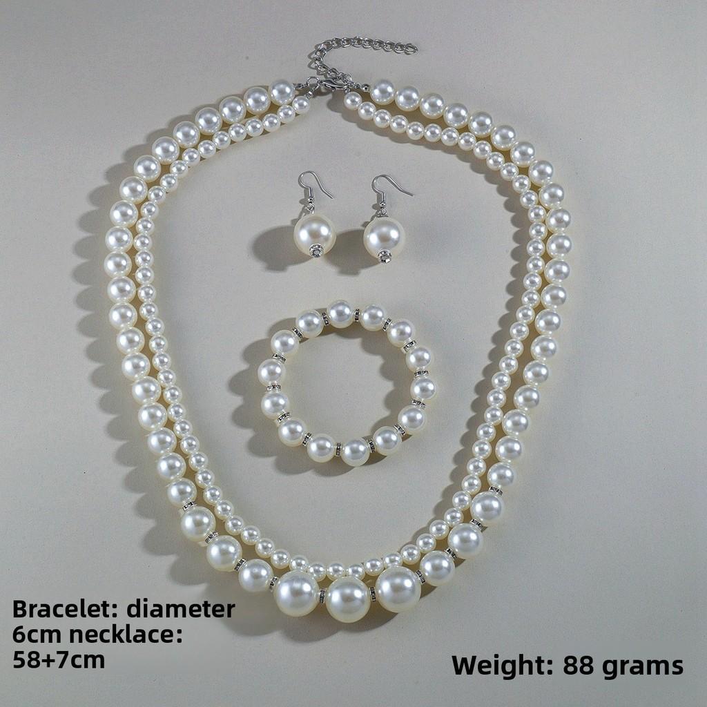 Pearl Jewelry Set With Geometric Pendant For Women And Men