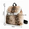 Deer Pattern Plush Backpack: Christmas Drawstring & Lace Crossbody Bag - Large Capacity Student Backpack