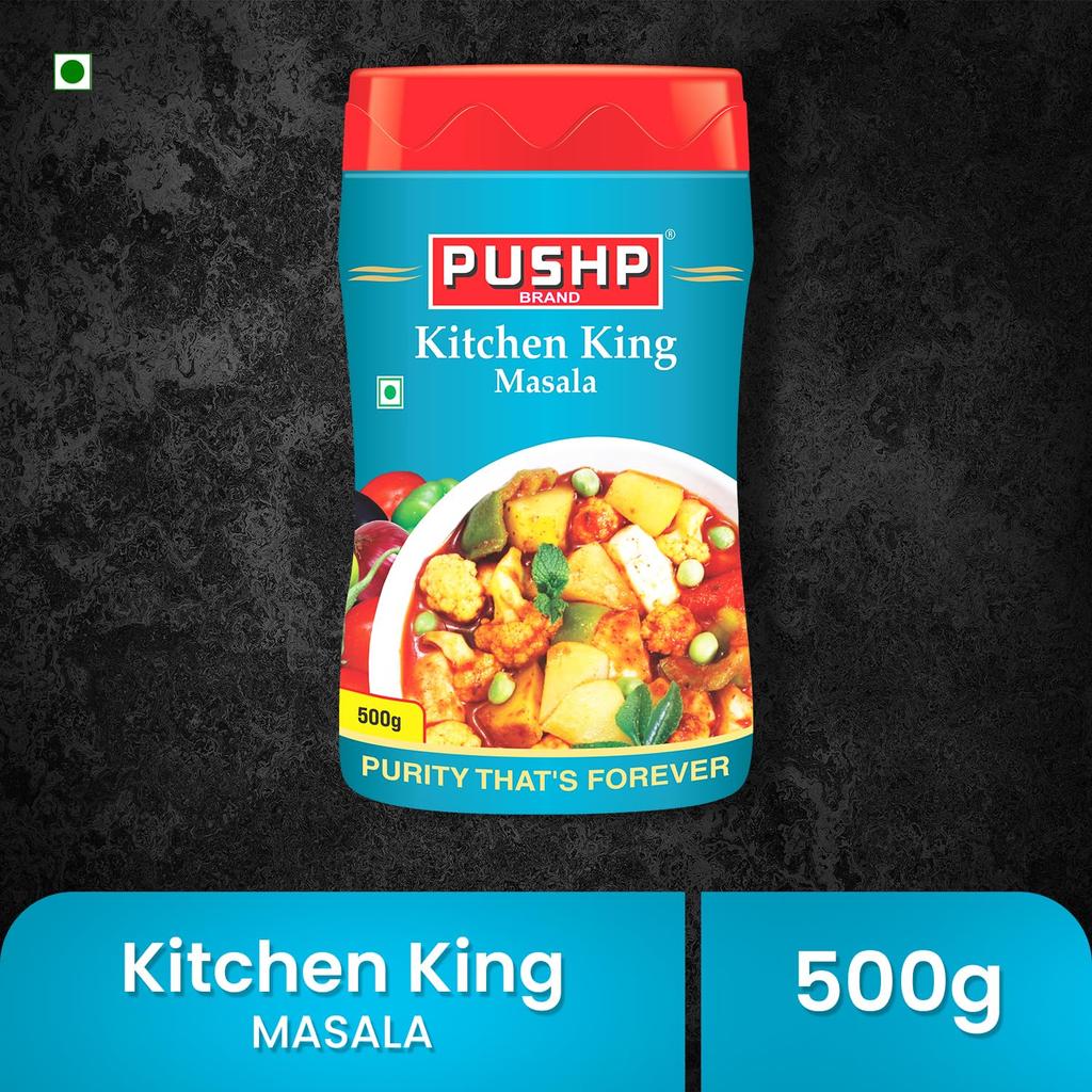 Pushp King Masala для кухни, банка 500 г | Премиальная индийская смесь специй для ежедневного приготовления | Ароматная приправа для сабджи и карри