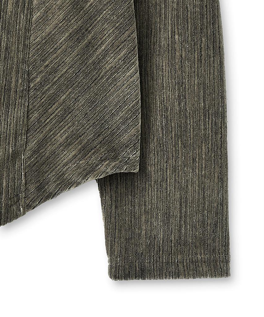 NOIRER Two-Tone Velvet Ribbed Structure T-Shirt (Dusty Beige)