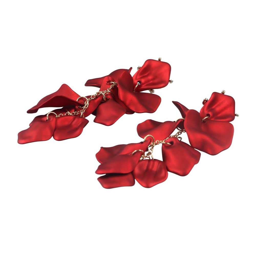 Female Drop Flower Metal Acrylic Resin Red Rose Jewelry Accessories Dangle Earrings Stud Earring
