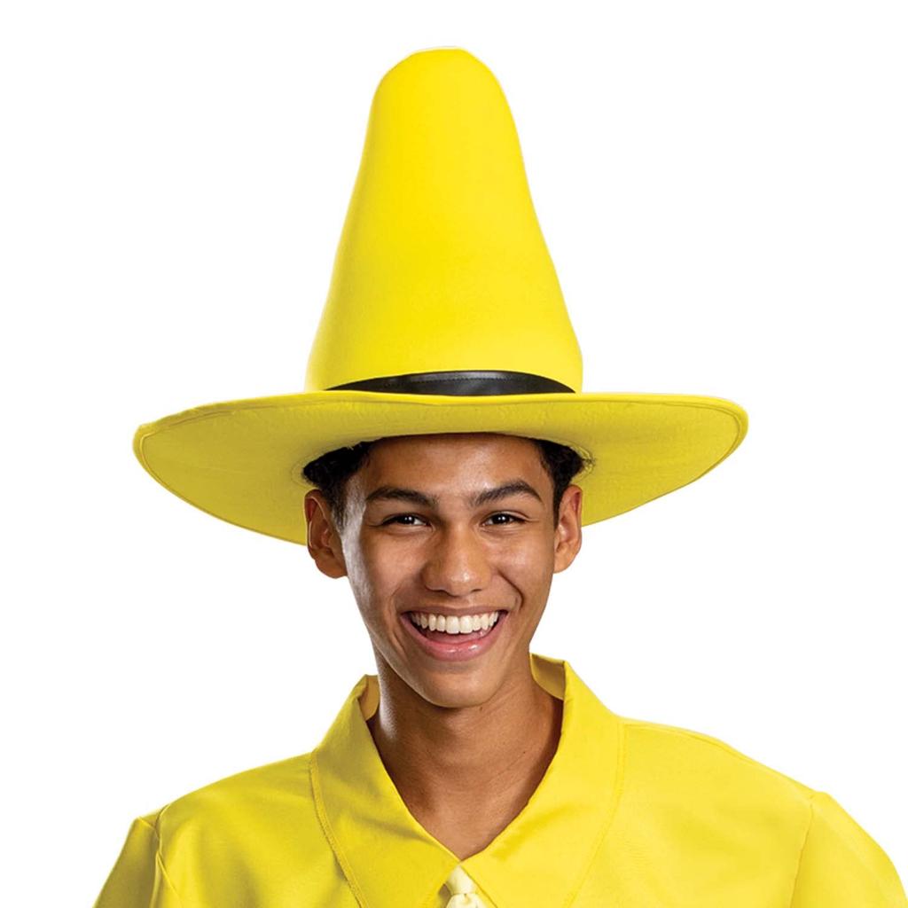 Disguise Uni Adult Men's Yellow Hat Costume, Official Curious George and Hat Costume, Adult Size, See Picture, One Size Small