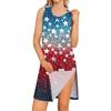 Sleeveless Loose Fit Star Print Dress Women’s Casual Tank Style Summer Dress with Side Slit and Gradient Pattern Design