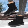 Winter Warm Short Cylinder Snow Boots Round Toe Suede Sleeve Platform Anti-Slip Wear-Resistant Flats