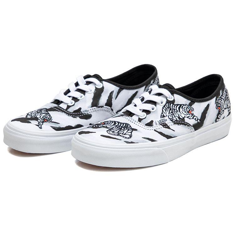 Vans Authentic Series Tiger Print Casual Low-Top Skate Shoes Unisex Sneaker Black White VN0A5KRDWHT