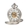 Pocket Watch with Manual No Battery Replacement Chain, Winding, (Silver)