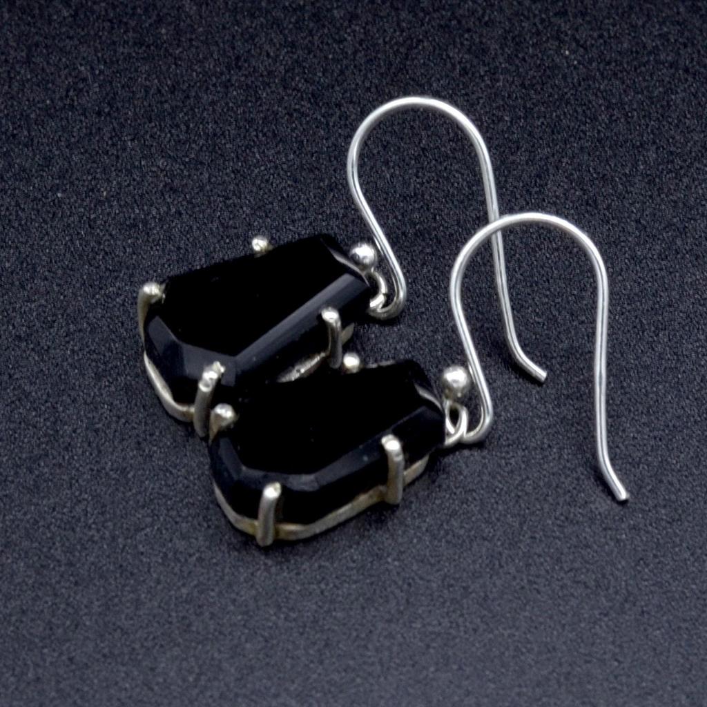 Черный оникс кристалл гроб женские серьги, драгоценные камни и стерлингового серебра 925 ручной работы уникальные необычные украшения, подарок на день святого валентина для подруги